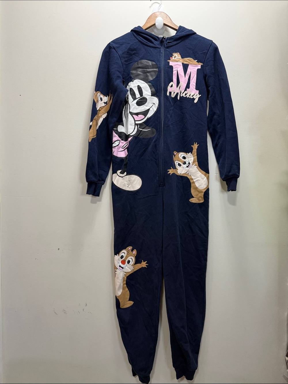 H&M x Disney Navy One-Piece Jumpsuit with Mickey, Chip & Dale - US 16/18